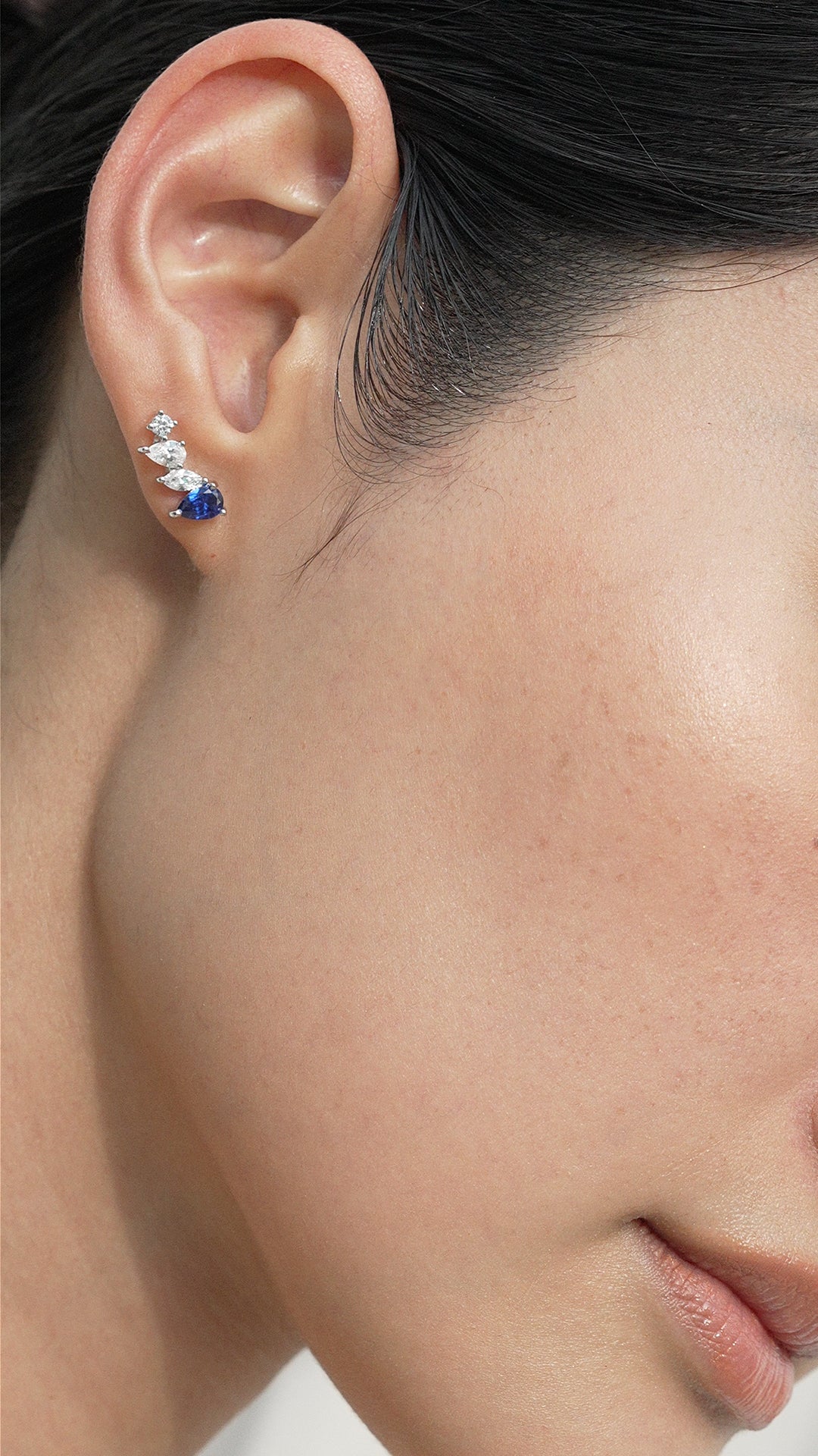 Abigail Sapphire Studs White Gold Plated