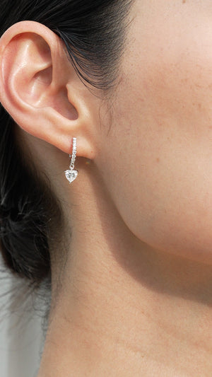 Amare Heart Hoops White Gold Plated
