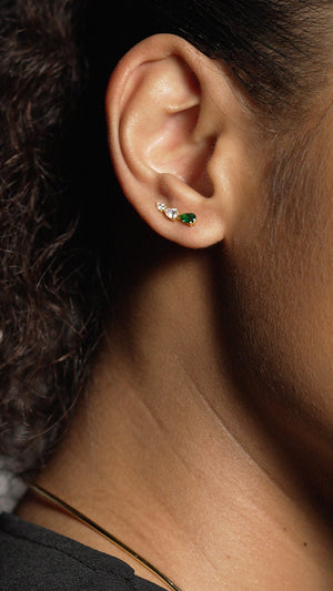 Toluda Ear Climber Emerald Gold Vermeil